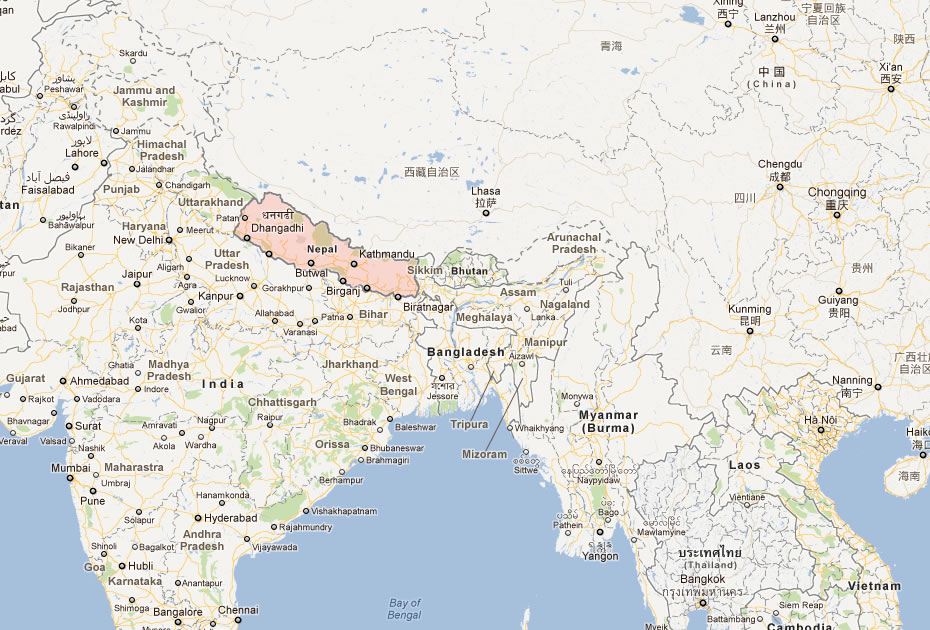 carte du nepal asie